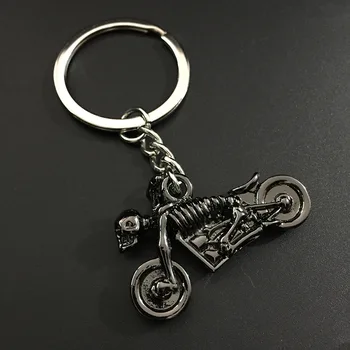 

FREE shipping by FEDEX 50pcs/lot 2017 New Hot Novelty Zinc Alloy Motorcycle Keychains Metal Skeleton Keyrings for Gifts