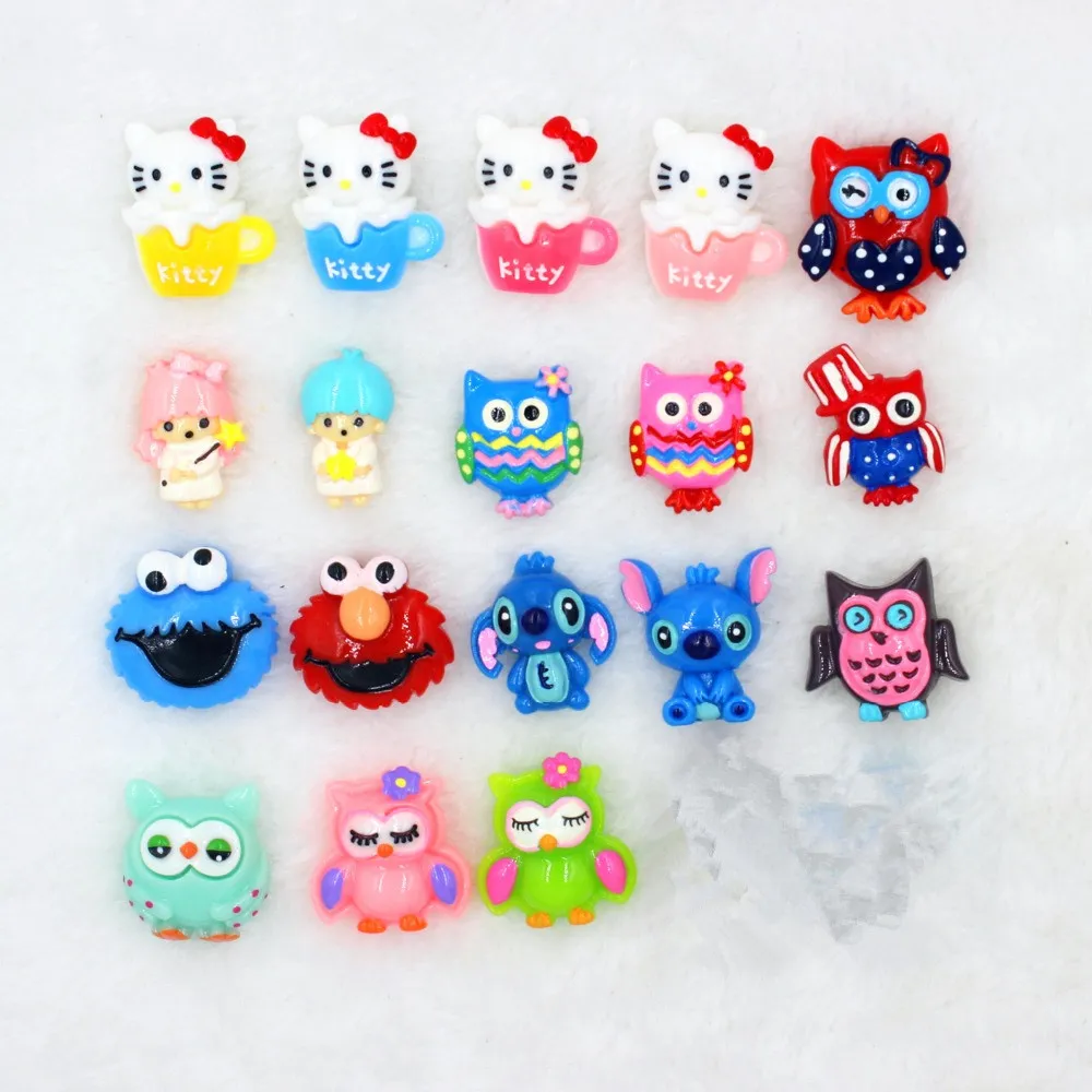 

10pcs/lot kawaii resin cabochons accessoires DIY flat back resin owls mix items