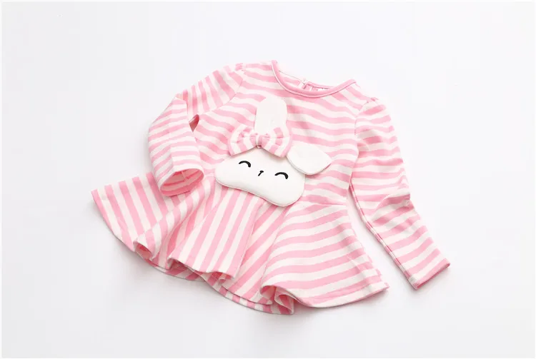 Kids Tops 2018 Fashion Spring Autumn Long Sleeve O-Neck Cute Rabbit Bow Striped Patchwork Baby Tees Little Child Girls T Shirts (9)
