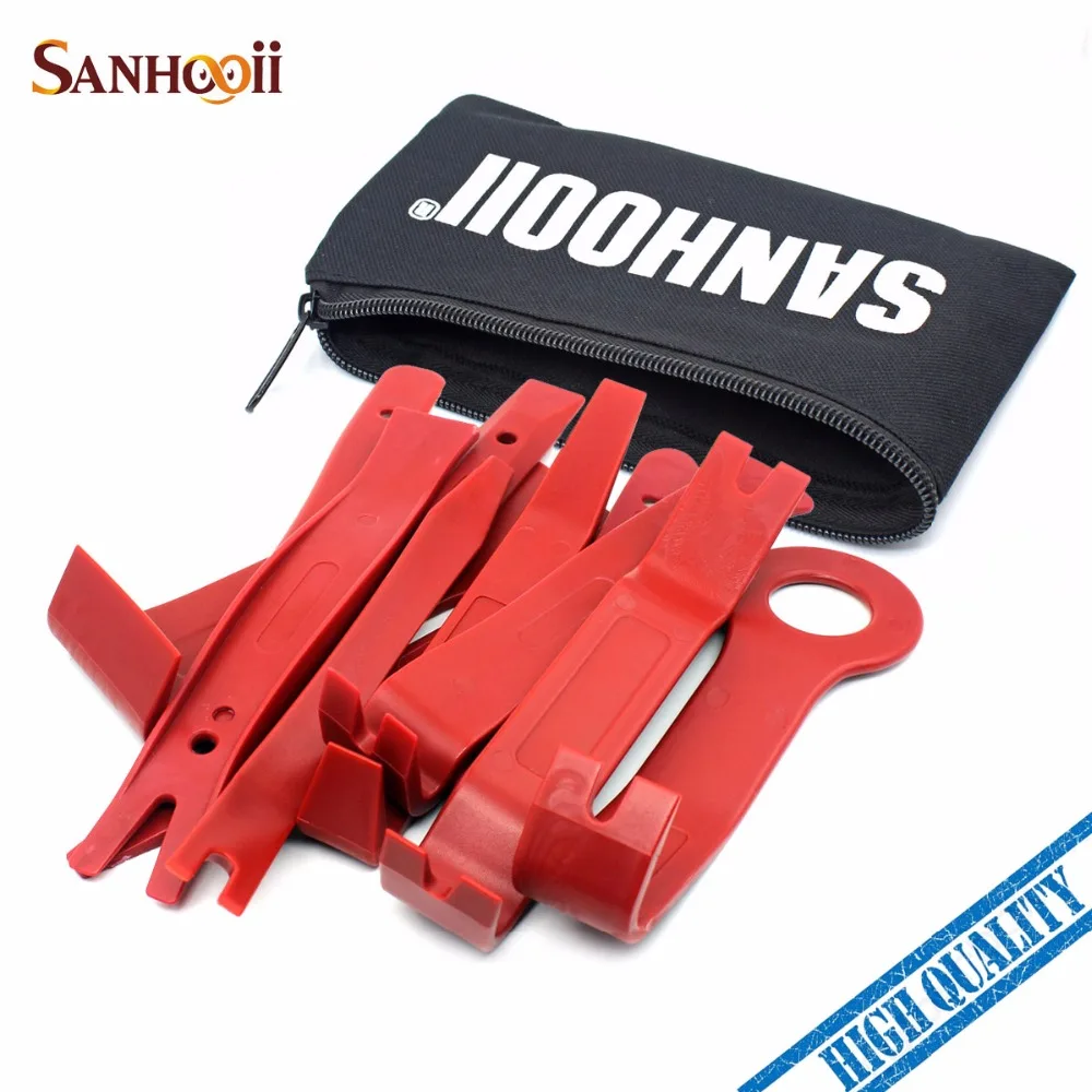 Cena SANHOOII 11 sztuk samochodów tapicerka zestaw do usuwania Auto wnętrze Radio Panel drzwi klip okna wykończenia do usuwania instalator podważ narzędzie do naprawy zestaw