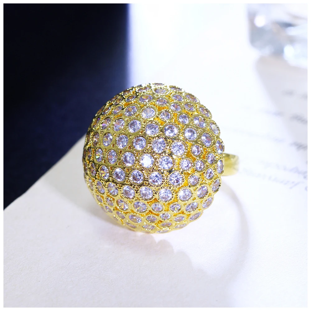 DreamCarnival 1989 Fashion Dome Shape Deluxe Jewelry Wedding Cocktail Parties Women Luxury Bride Big Party Ring YR6823