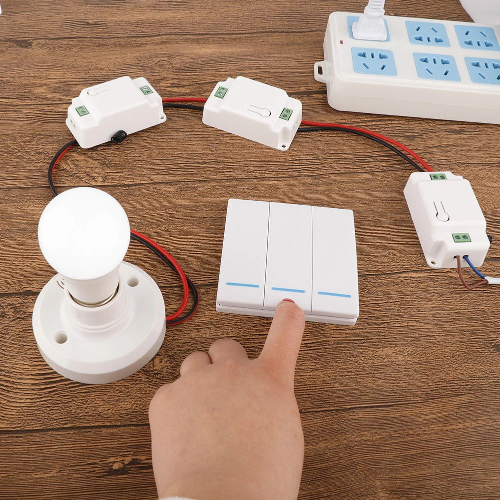  110-240V Wall Panel Button Ceiling Lamp 433Mhz Smart Push Wireless Switch Light - 32989532330