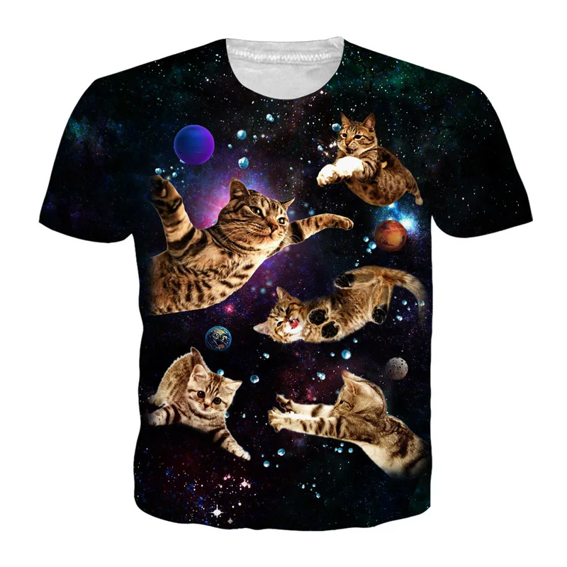 

Cats Wolf Universe Planet T-shirt Men/Women 3d Print Meow Star Ink Hip Hop Cartoon TShirts Summer Tops Tees Fashion 3d Shirts