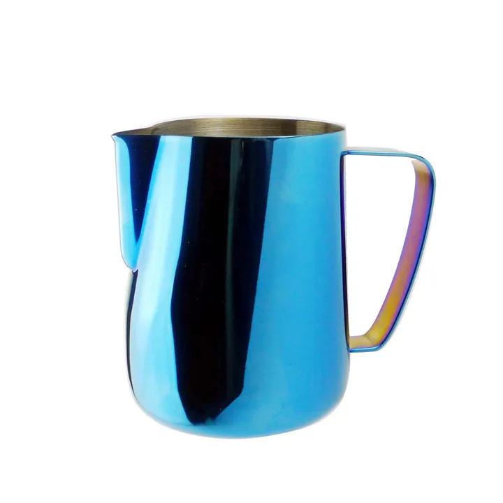 Нержавеющая сталь Латте Кувшин для кофе, молока вспенивания кувшин тянуть цветок чашки вспениватель молока для кофе вспенивание молока Инструмент Coffeware 0.35L - Цвет: Blue