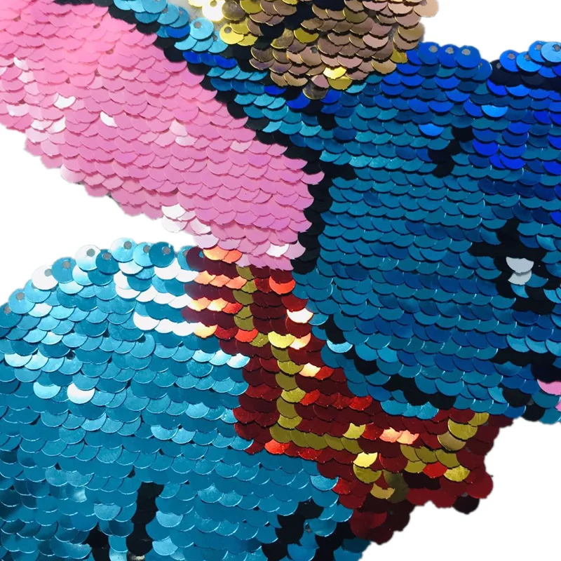 Новые вышивальные обратимые блестки, двухцветные наклейки из ткани слона, летающие как Флип-бусины, одежда с героями мультфильмов, накладные наклейки