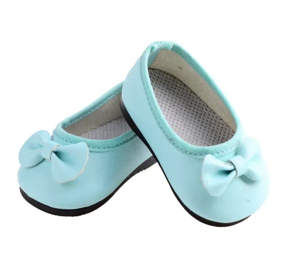 [AM055] 18" American girl doll Shoes 10prs Blue Leather with Bow