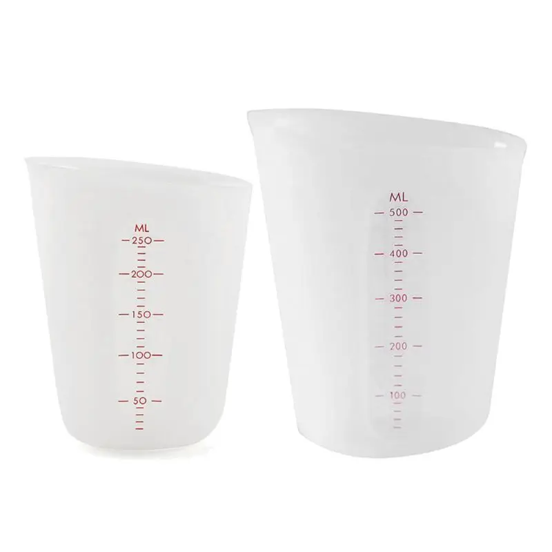 

250ML 500ML Reusable Silicone Measuring Cup Cook Bakers Resin Jewelry Tools T4MD