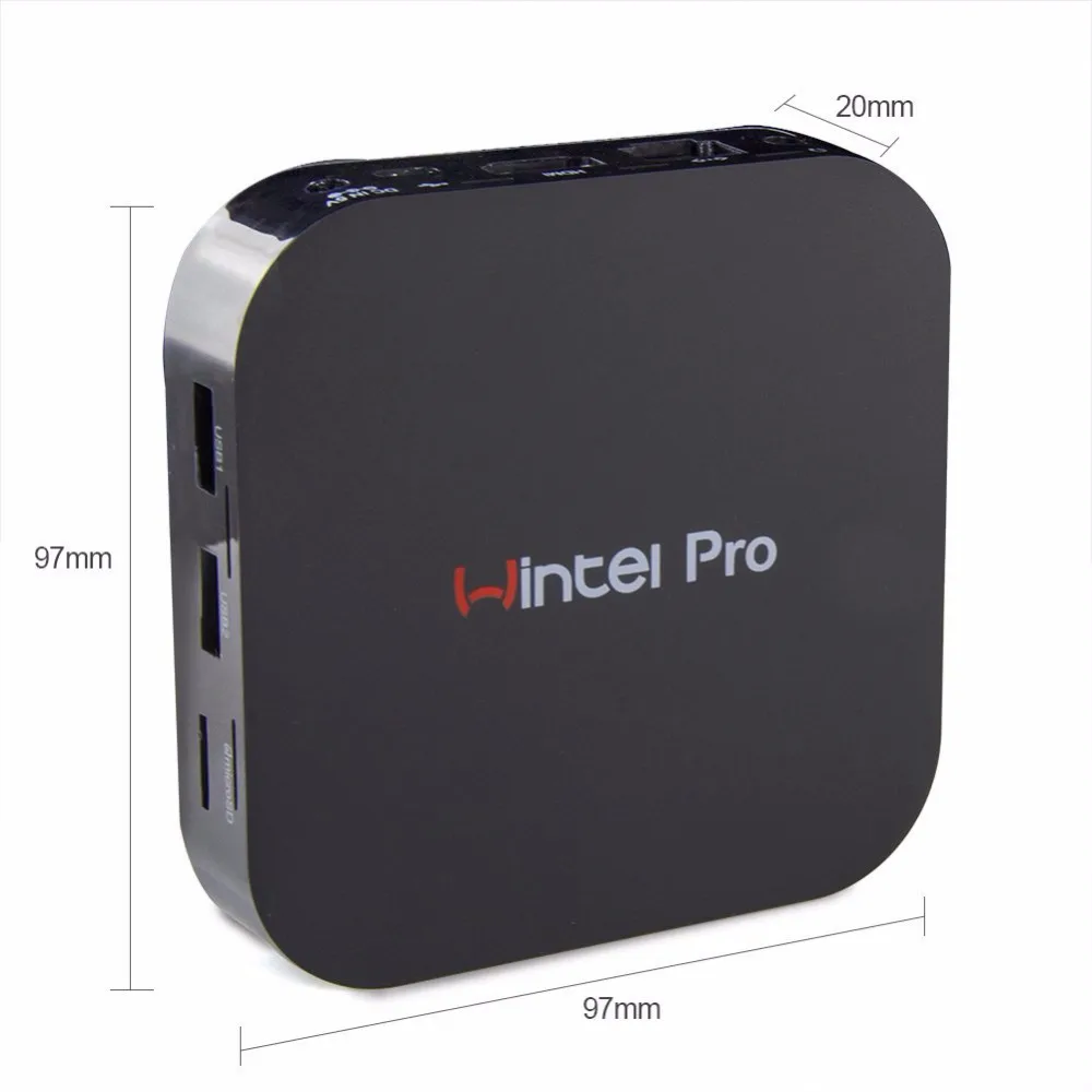 Wintel W8 Pro приставка Mini PC с Windows 10 Домашняя OS 2 ГБ/32 ГБ флэш-памяти на базе Windows W8 Pro с 2,4G, Wi-Fi, BT4.0 RJ45 100 M LAN