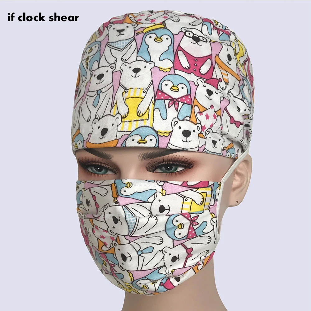 

Unisex Pharmacy Scrub Cap Nurse Doctor Surgical Hospital Adjustable Medical surgery Caps Scrub Lab Clinic Dental hospital gown