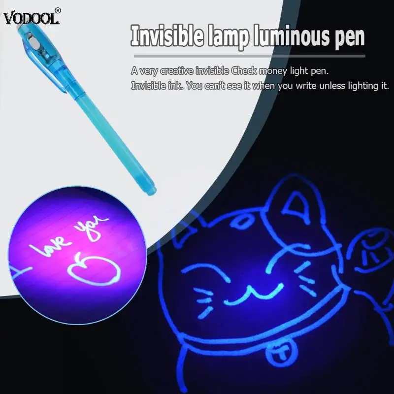 Светящийся светильник с большой головкой, волшебная фиолетовая ручка, 2 в 1, УФ-черный светильник, комбинированный рисунок, невидимые чернила, ручка для обучения, обучающая ручка для детей