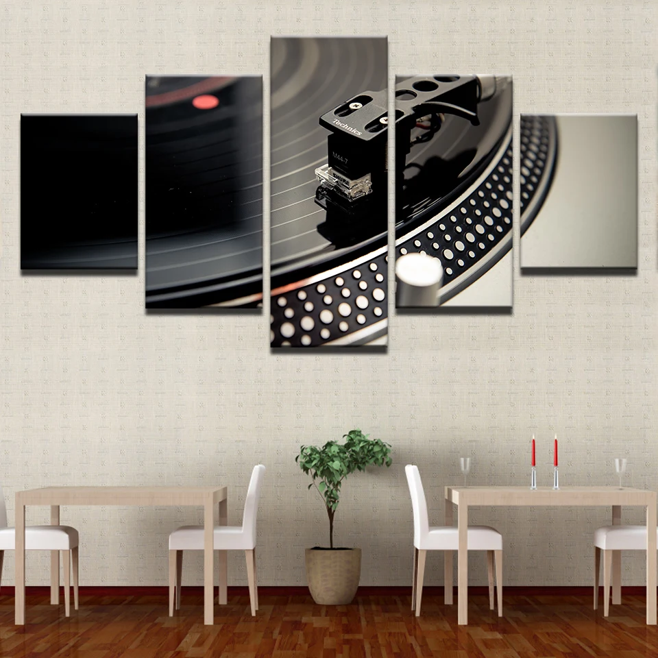 Картины на холсте hd-качество для домашнего декора принты танцевальный зал Бар плакаты 5 шт. DJ музыкальный инструмент поворотные столы картинки ночной клуб настенное искусство