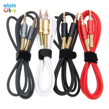 

500pcs/lot Wholesale Gold-plated Spring Protect Protective 1m 3.5mm Jack Male To Male Audio Cable for Phone Car Speaker Aux Cord