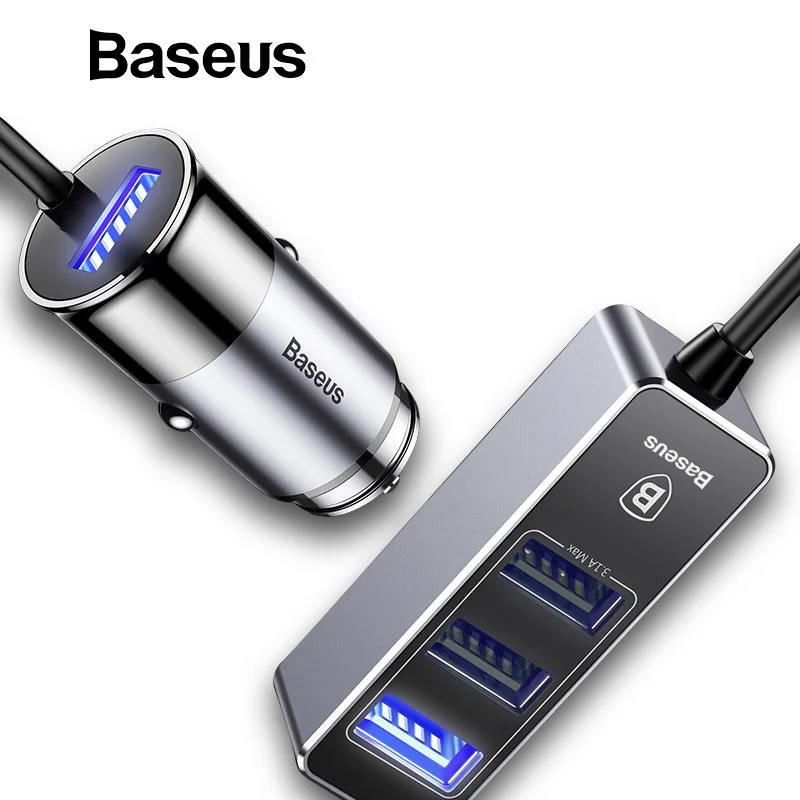 Baseus 4 USB سريع سيارة شاحن آيفون باد سامسونج اللوحي الهاتف المحمول شاحن 5 V 5.5A سيارة USB مهايئ شاحن سيارة- شاحن