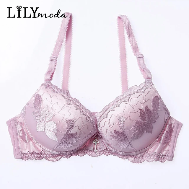 2018 Summer Women Beautiful Floral Luxury Embroidery Lace Water Bra 3/4 Cup Push  Up Underwear