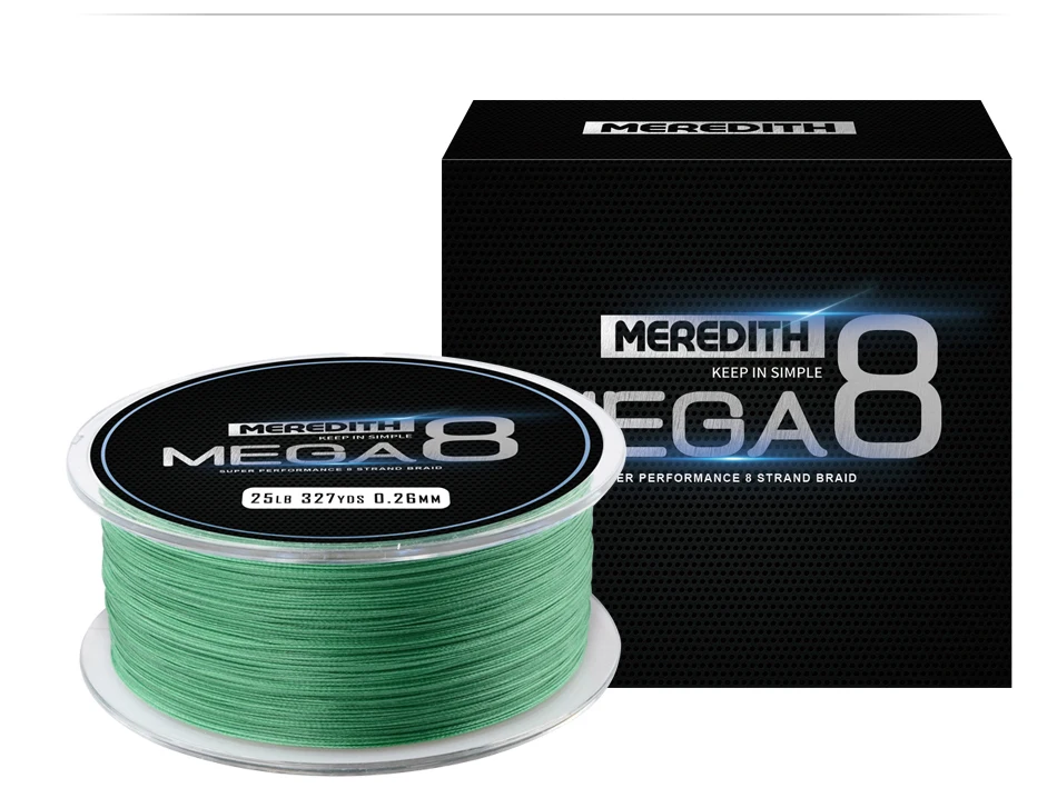 MEREDITH Mega8 рыболовная леска 300 м 8 нитей плетение PE плетеная рыболовная леска веревка многофиламентная 10LB-50LB озеро, речная Рыбалка