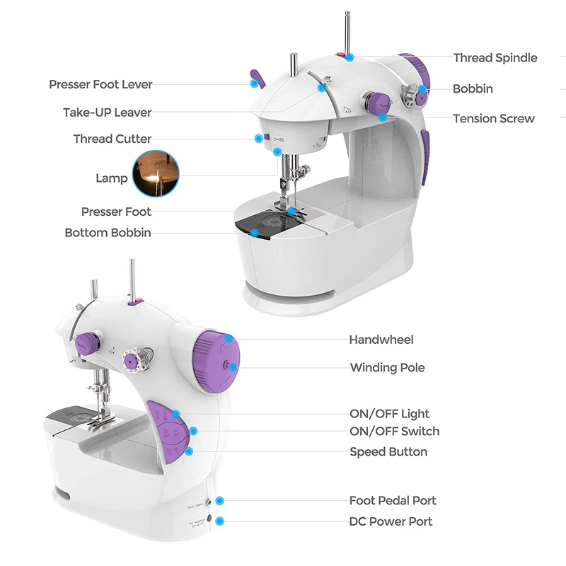Мини-швейная машина с расширительным столом, обновленная версия портативная мини-машина домашняя швейная машина Us Plug
