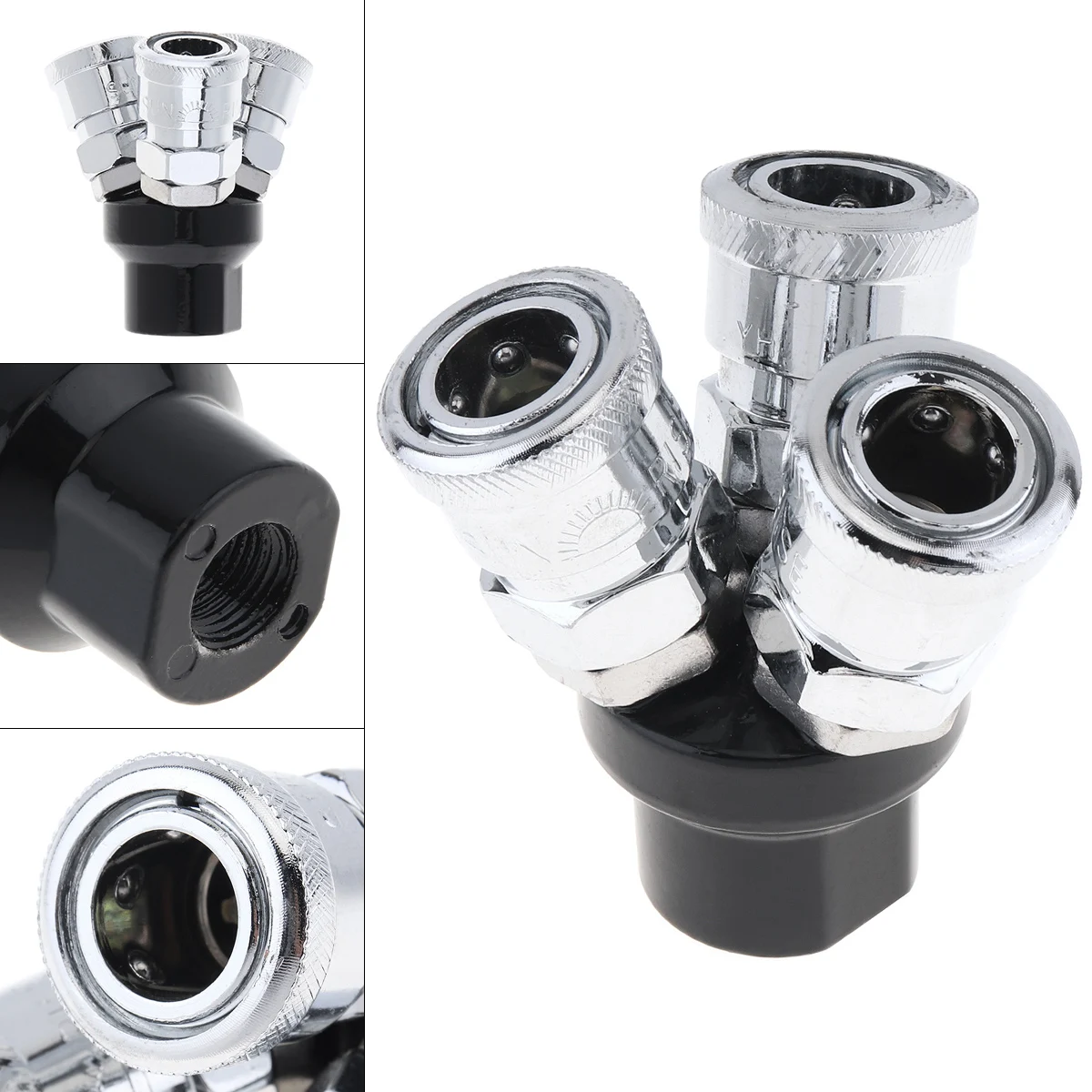 

Multifunction High Speed Steel Pneumatic Fittings Three Way 1/4" Air Hose Quick Connector for Air Compressors