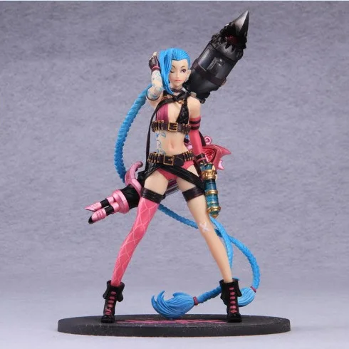 

24cm LOL Jinx Action Figures Game Anime PVC Model Collection Toy Garage kit Hobby Movable Model Doll for kids Best Gift Cosplay