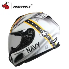NENKI Motorcycle Helmet Moto Cross Casque DOT Motorbike Racing Helmet Skull Moto Helmet Clear Lens Shield
