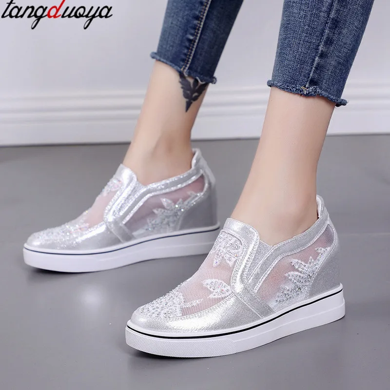 

women casual shoes breathable mesh shoes women loafers with platform wedges shoes for women 2019 sapato feminino