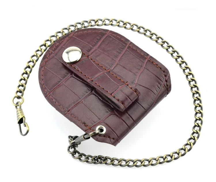 Коричневый бамбуковый винтажный Карманный кожаный чехол для часов, сумка для мужчин и женщин, антикварная подарочная сумка