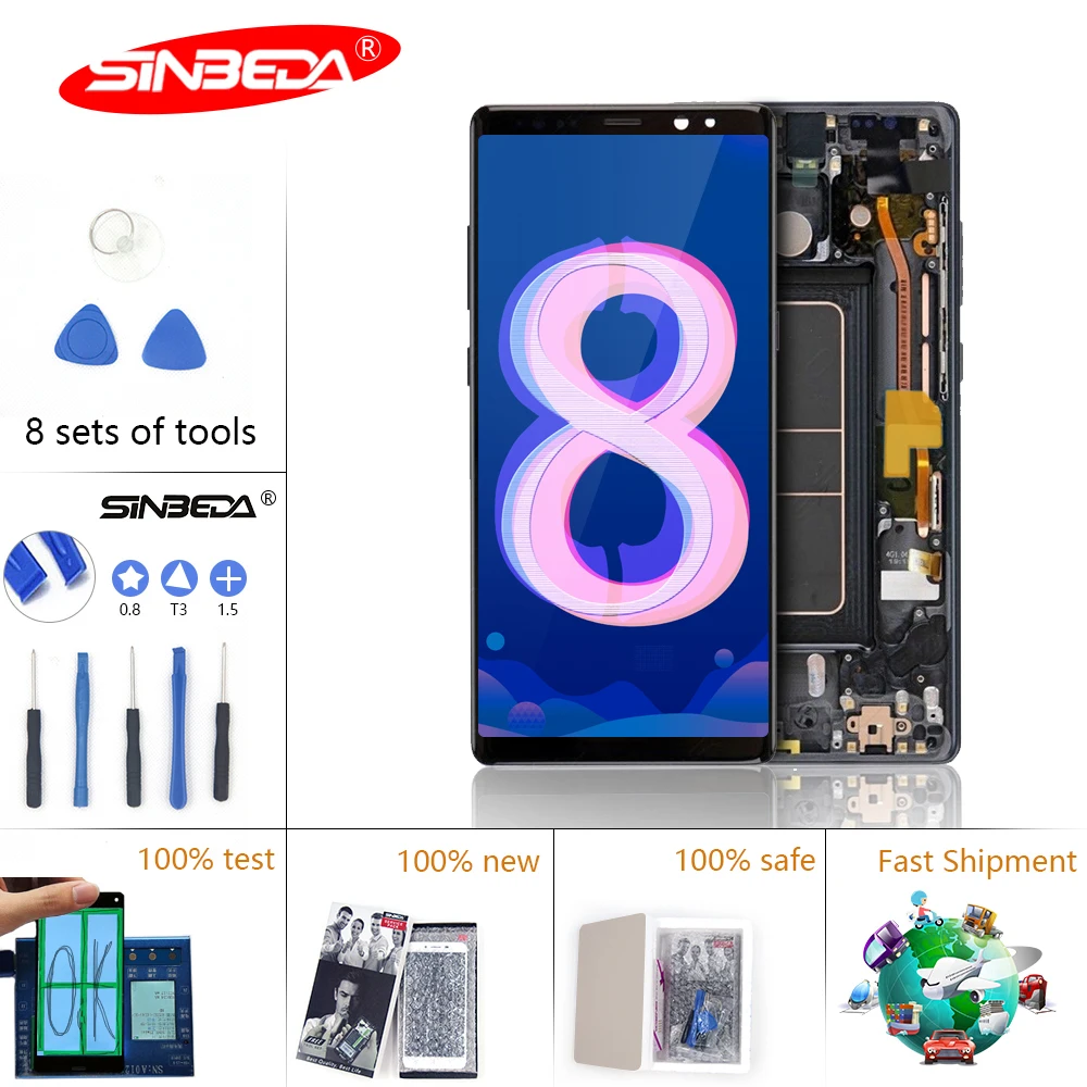 ЖК дисплей Sinbeda Super AMOLED 6 3 дюйма для Samsung Note 8 N950F дигитайзер дисплея с сенсорным