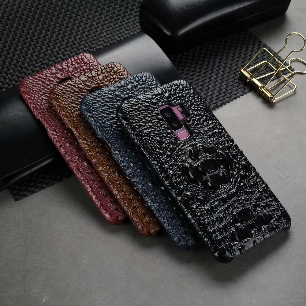 Роскошные головы крокодила чехол для samsung Galaxy S9 plus чехлы из натуральной кожи телефон сумка чехол для samsung S9