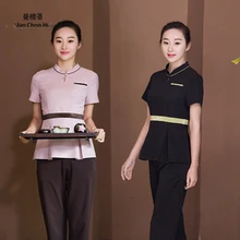 Спа сауна массажный спецодежды медицинский салон Больничная одежда Униформа косметолога короткий рукав черный устанавливает отель униформа администратора