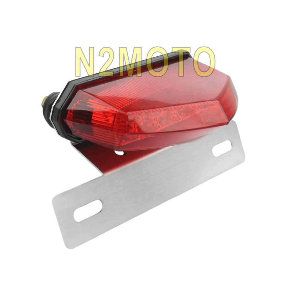 buy RED LED Running Brake Taillights with Aluminum License Plate Bracket for Scooter Cruiser Chopper Dirt Bike