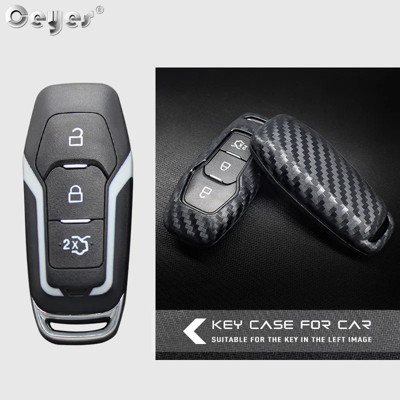 Ceyes Auto Fob Smart Remote 3 4 Carbon Fiber Cover Shell Car Styling Accessories Key Case For Ford Focus Mondeo Explorer Mustang key case key case cover car key shell
