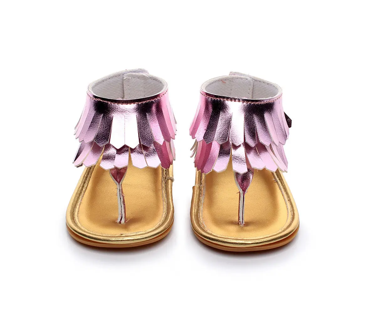 Nouveau-né bébé fille gland sandale d'été chaussures anti-dérapant Flip Flop Prewalker 0-12 M