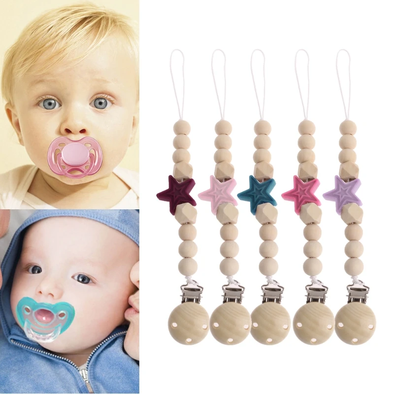 Pacifier Chain Wood Nipple Holder For Dummy Feeding Pacifier Chain