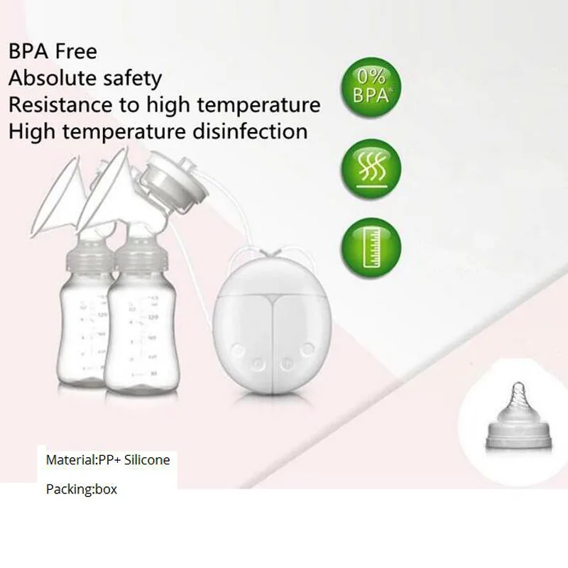 Двойной Электрический молокоотсос с молочной бутылкой для младенцев USB BPA бесплатно мощная грудь насосы для грудного вскармливания Прямая поставка