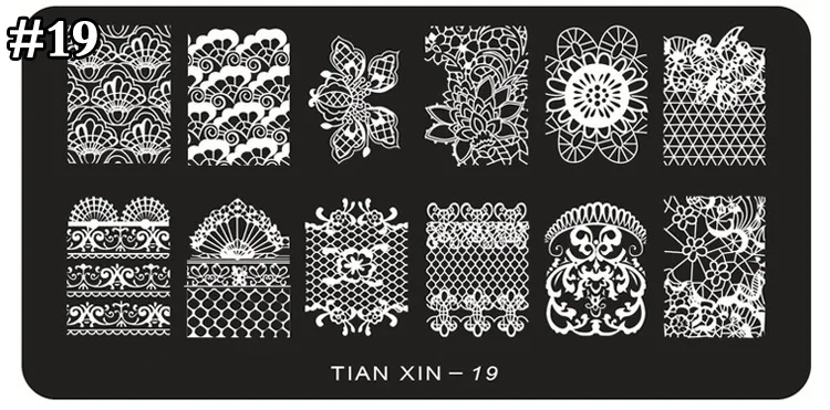 1 x пластины для штамповки ногтей 24 дизайна французские наконечники корона для маникюра шаблон для штамповки изображения штамп пластина для украшения ногтей DIY 002TX - Цвет: 19
