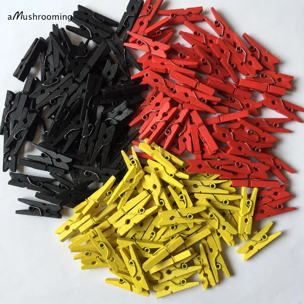 

50 x Halloween Party Mini Wooden Clothespins Miniature Craft Pegs Card Attachment Decoration Photo Hanging