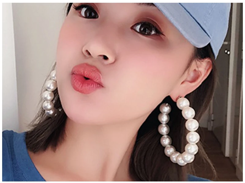 Pearl Hoops Earrings  (4)