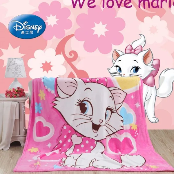 Фланелевое Одеяло с изображением кота Диснея для девочек, детское одеяло на кровать, диван, 150X200 см, детский подарок - Цвет: pink marie