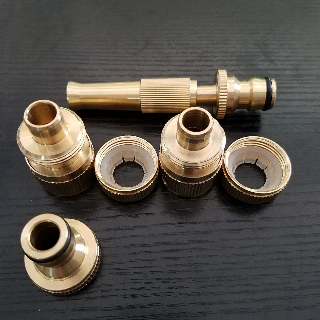4Pcs x Garden Brass Hose Pipe Fitting Set Tap Quick Connectors & Spray Nozzle