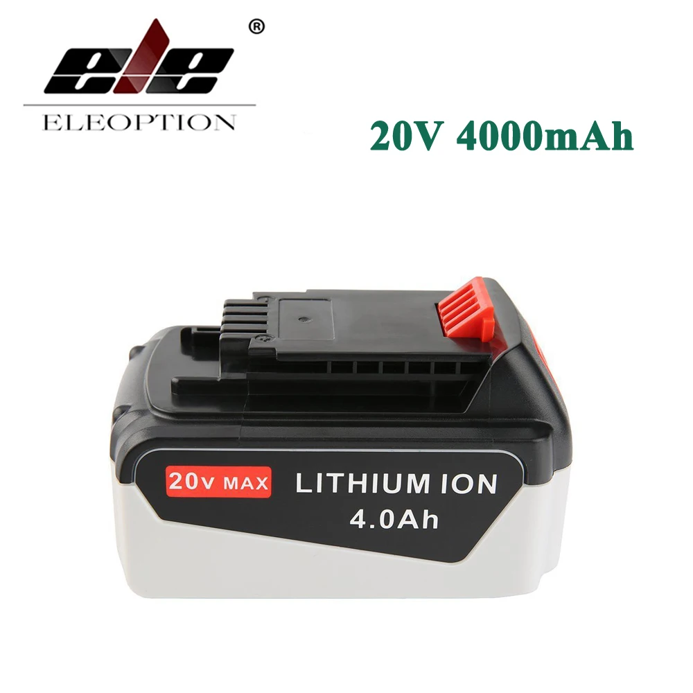 

ELEOPTION 20V 4000mAh Li-ion Rechargeable Power Tool Replacement Battery for BLACK & DECKER LB20 LBX20 LBXR20 LB2X4020-OPE
