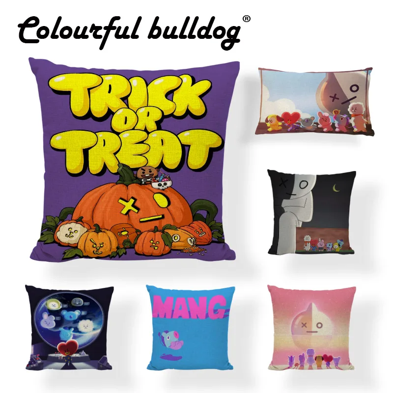 

Cartoon BT21 Cushion Covers Eight Kinds Of Characters TATA VAN Alpaca Dogs Cookie Koala Home Decor Sofa Car Bedroom Pillow Cases