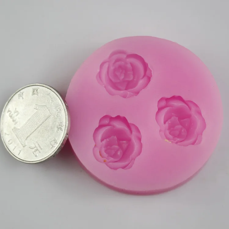1Pc Small Size 3D Rose Flowers Fondant Cake Cookie Chocolate Soap Mold Cutter Modelling Tools Random Color