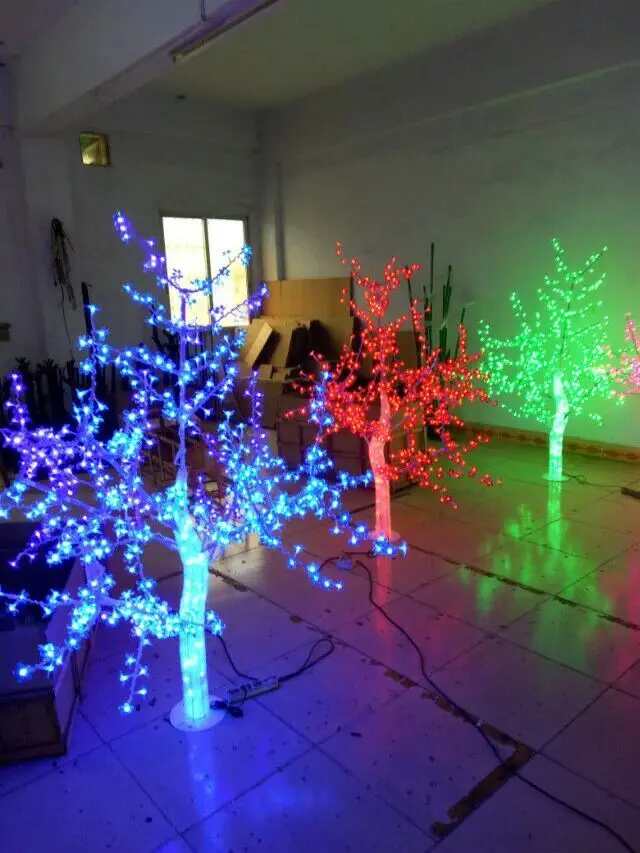 Promo  Free ship Christmas New year party holiday Light 1.2m 4FT Crystal Cherry Blossom Tree red/green /bl