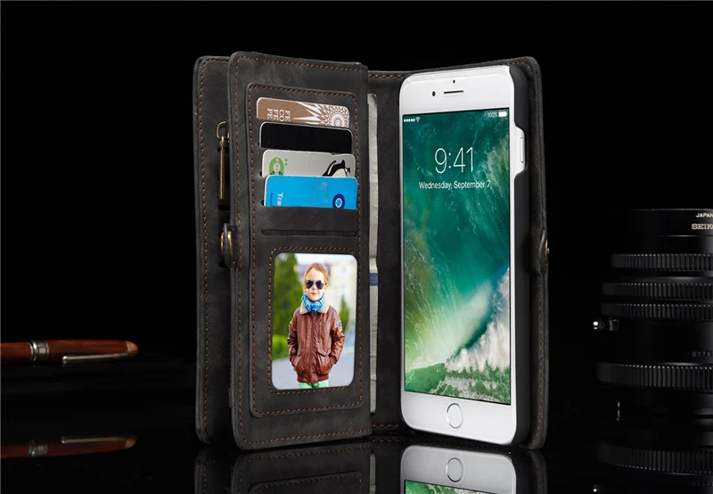 Роскошный кожаный чехол для телефона iPhone 7, 8 Plus, 6, 6S Plus, откидная крышка, магнитный держатель для карт, для iPhone X, XR, XS, Max, Capa