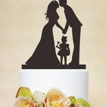 Топпер для торта, украшение для торта, персонализированные Семейные топперы на свадебный торт Топпер для торта, силуэт пары с подстилкой для девочки, на заказ