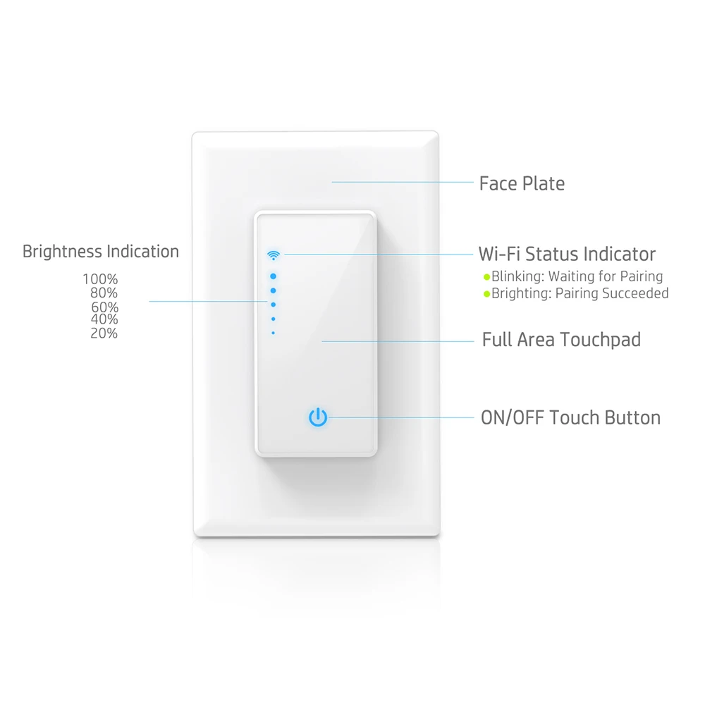 Für Smart Leben APP Telefon Fernbedienung Kompatibel Für Alexa Google Assistent Dimmbare WiFi Schalter UNS Stecker Wand-In smart Switch
