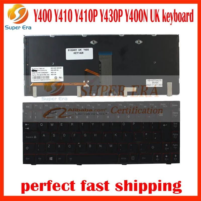 5 шт./лот UK Клавиатура с подсветкой для Lenovo Y400 Y410 y410p y430p Y400N Великобритания Клавиатура клавир с подсветкой с винтом драйвер