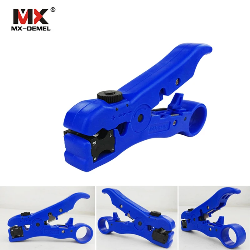 MX-DEMEL Automatic Cable Wire Stripper Electric Stripping Tools for UTPSTP RG59 RG6 RG7 RG11 Multi-functional Cutter Striper (7)