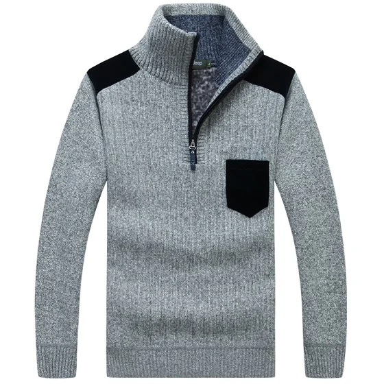 Qимидж Зимний высококачественный мужской свитер пальто мужские модные повседневные мужские свитера одежда свитера - Цвет: Серый