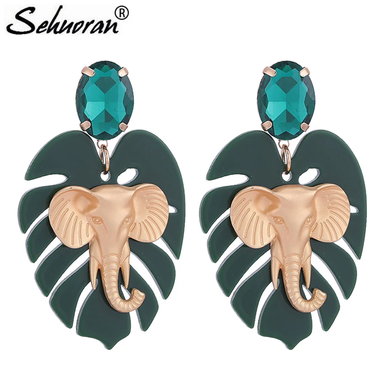 Sehuoran Aretes Brincos Oorbellen Elephant женские серьги в стиле бохо из полимерных листьев Новое