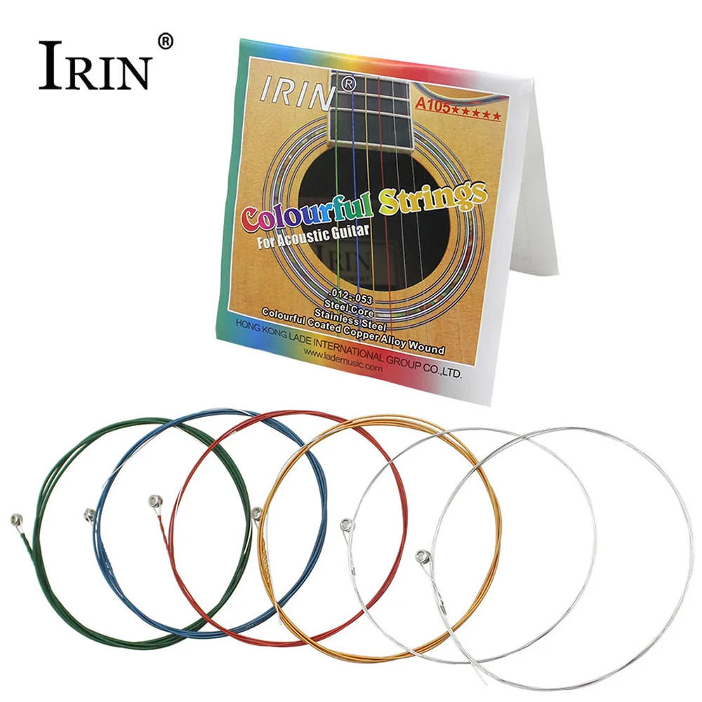 2 комплекта! IRIN 0,012-0,053 дюймов Акустическая гитара струны набор нержавеющая сталь красочное покрытие медный сплав ранка гитара аксессуары